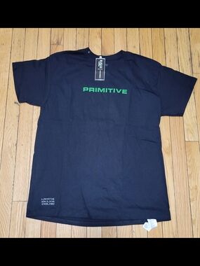 Primitive Black Short Sleeve T-Shirt with Green Logo